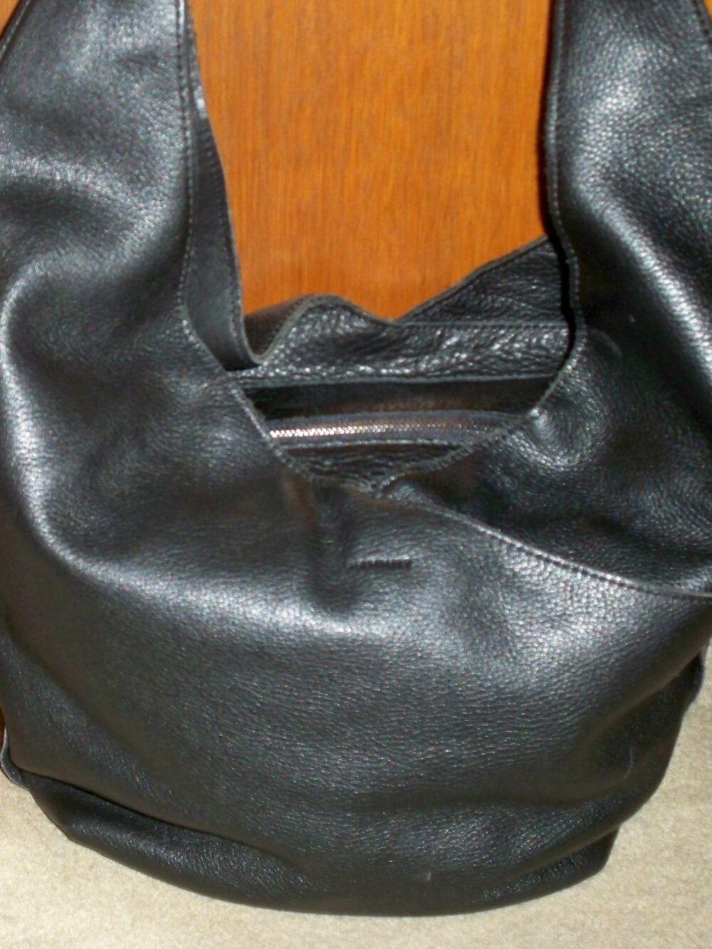 Hammitt TOM Black Leather Handbag Gunmetal Hardware w/ Zipper Closure-EUC!! $525